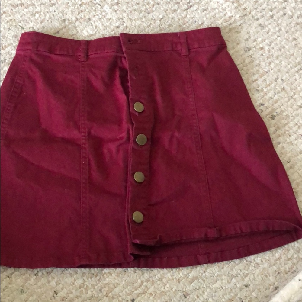 Red button down mini skirt